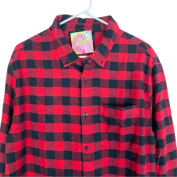 Bob Marley One Love Flannel Shirt Mens XL Shacket Buffalo Plaid Red Black Unisex - Picture 3 of 13